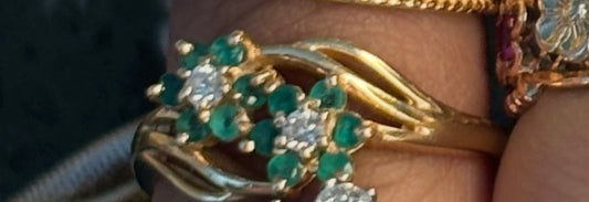 Emerald Double Flower Ring