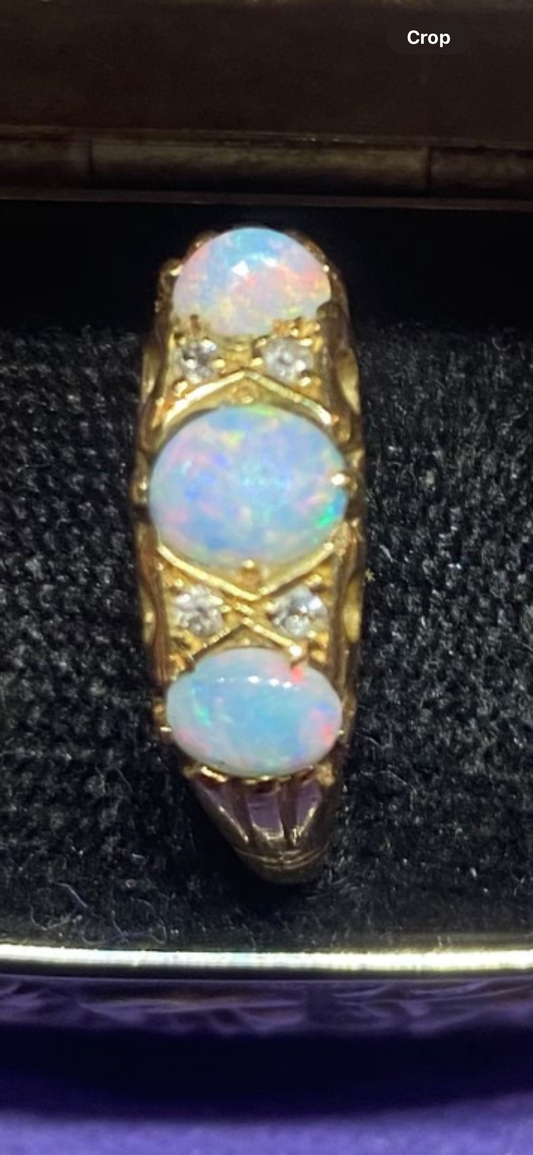 Opal diamond ring